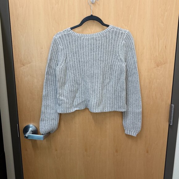 Aeropostale gray ribbed knit sweater cropped women’s medium - Picture 4 of 6